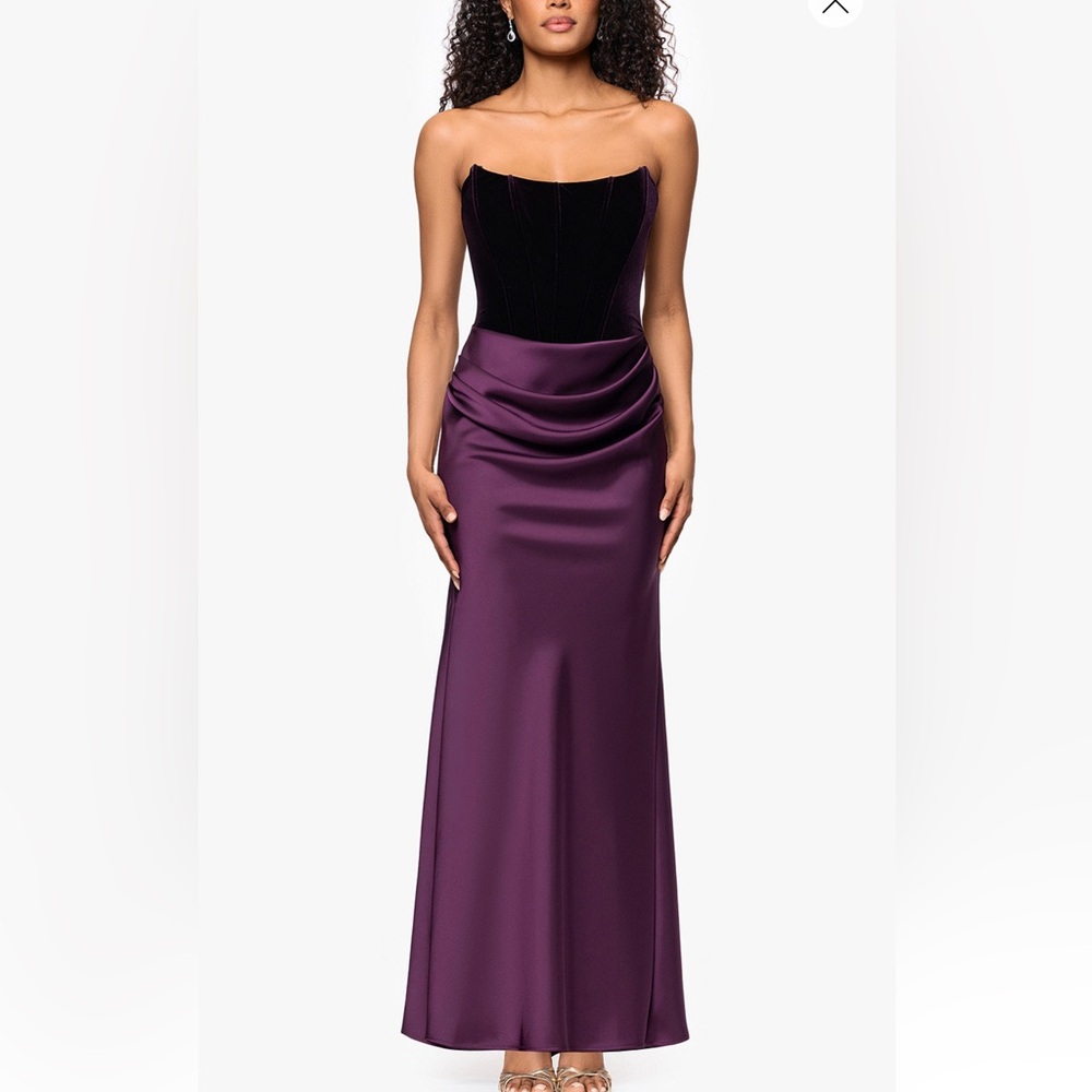 Betsy & Adam Strapless Purple Dress